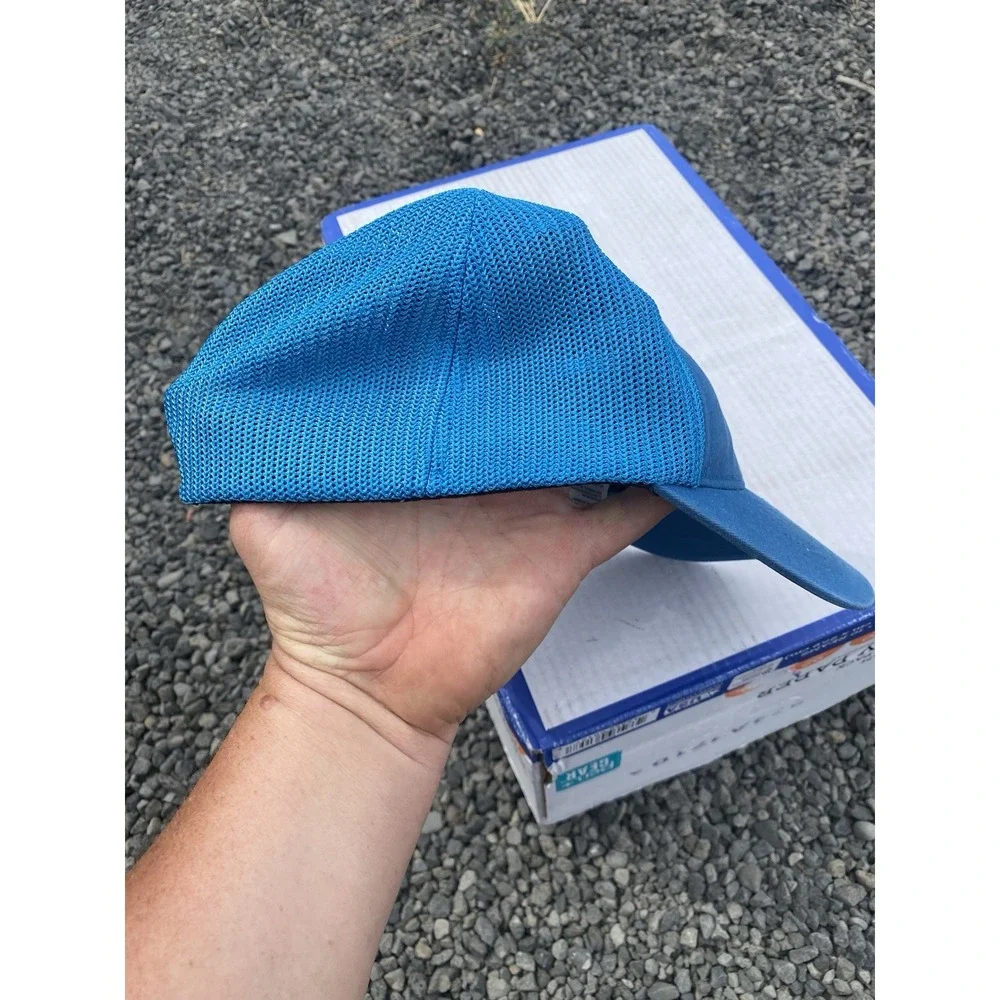 The North Face Graphic Patch Trucker Hat Cap Blue FlexFit L -‎ XL Tested Proven
